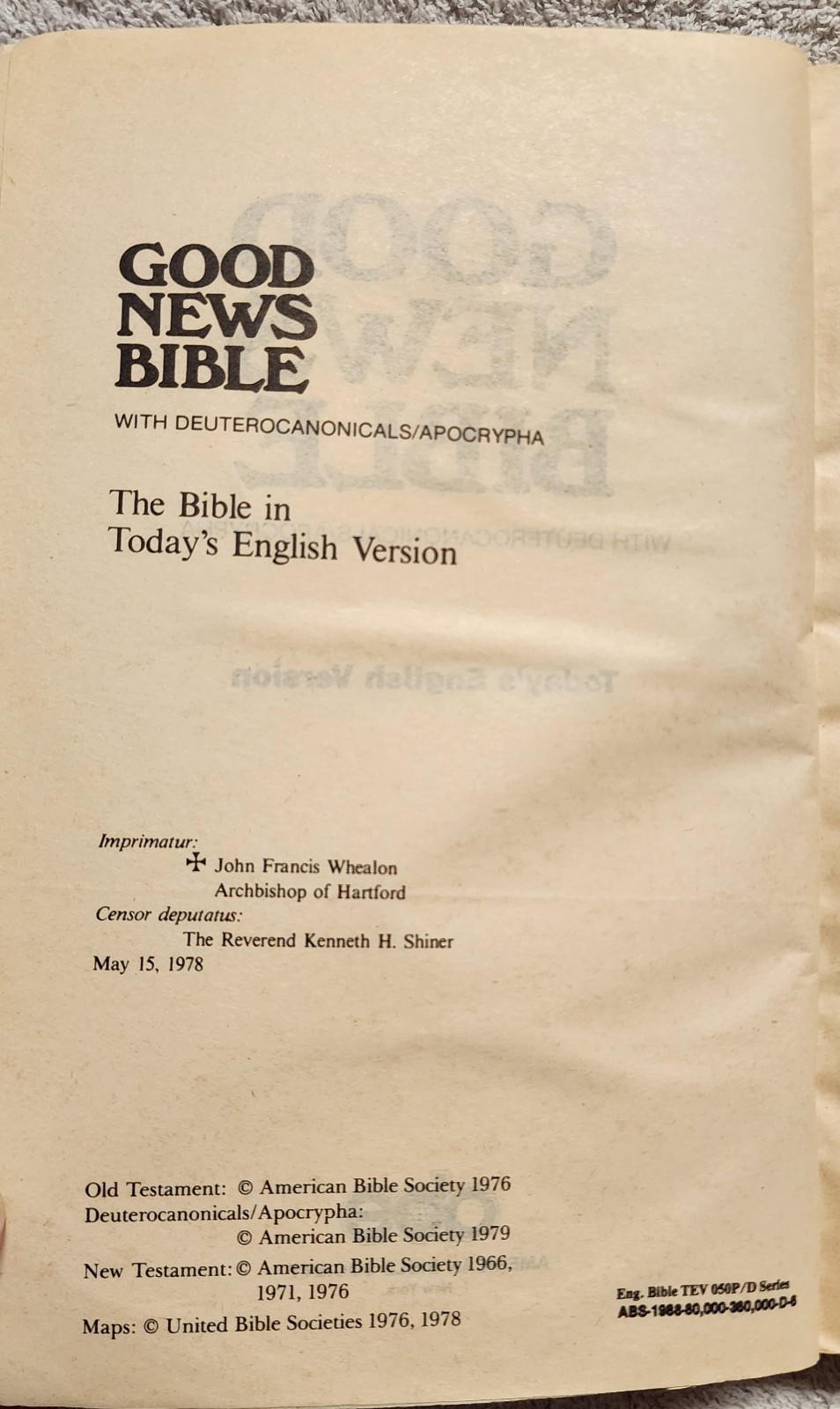 Good News Bible with Deuterocanonicals Apocrypha Today’s English Version 1988 PB