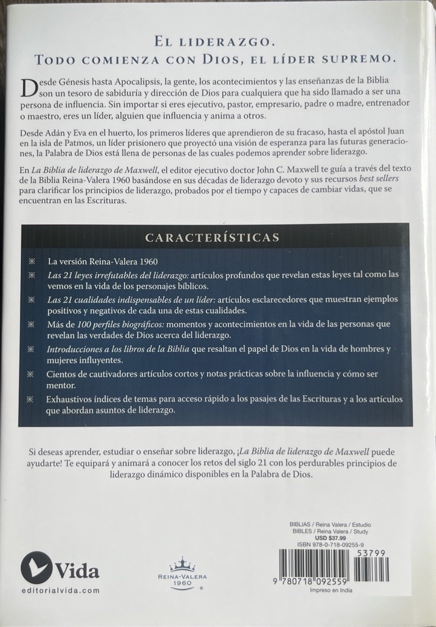La Biblia de Liderazgo de Maxwell Rvr60- Tamano Manual by John C Maxwell: New