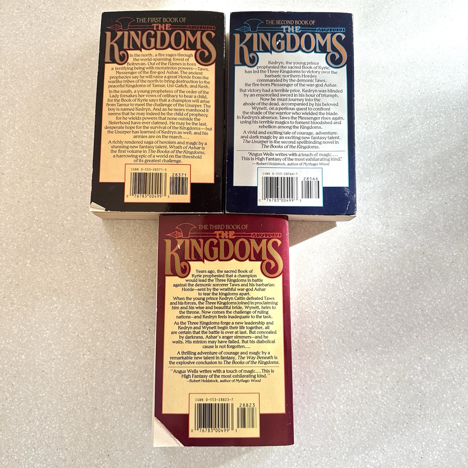 3V Set Angus Wells THE KINGDOMS Wrath of Ashar, Usurper, Way Beneath 1ST Edition