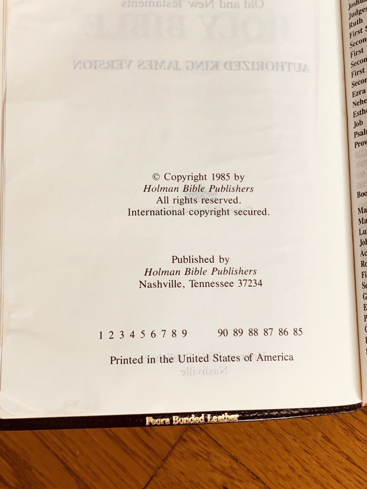 Holy Bible – KJV – Crown Reference Edition – Feora Bonded Leather – Holman 1985