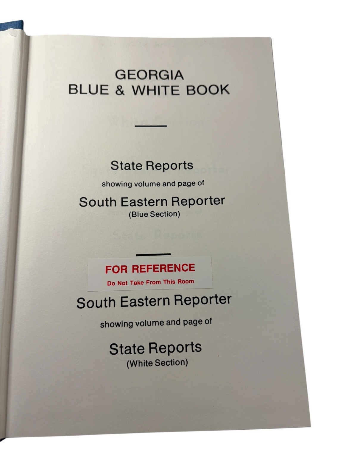 Georgia Blue & White Book Law Reporter Guide West Publishing Co. Legal Reference