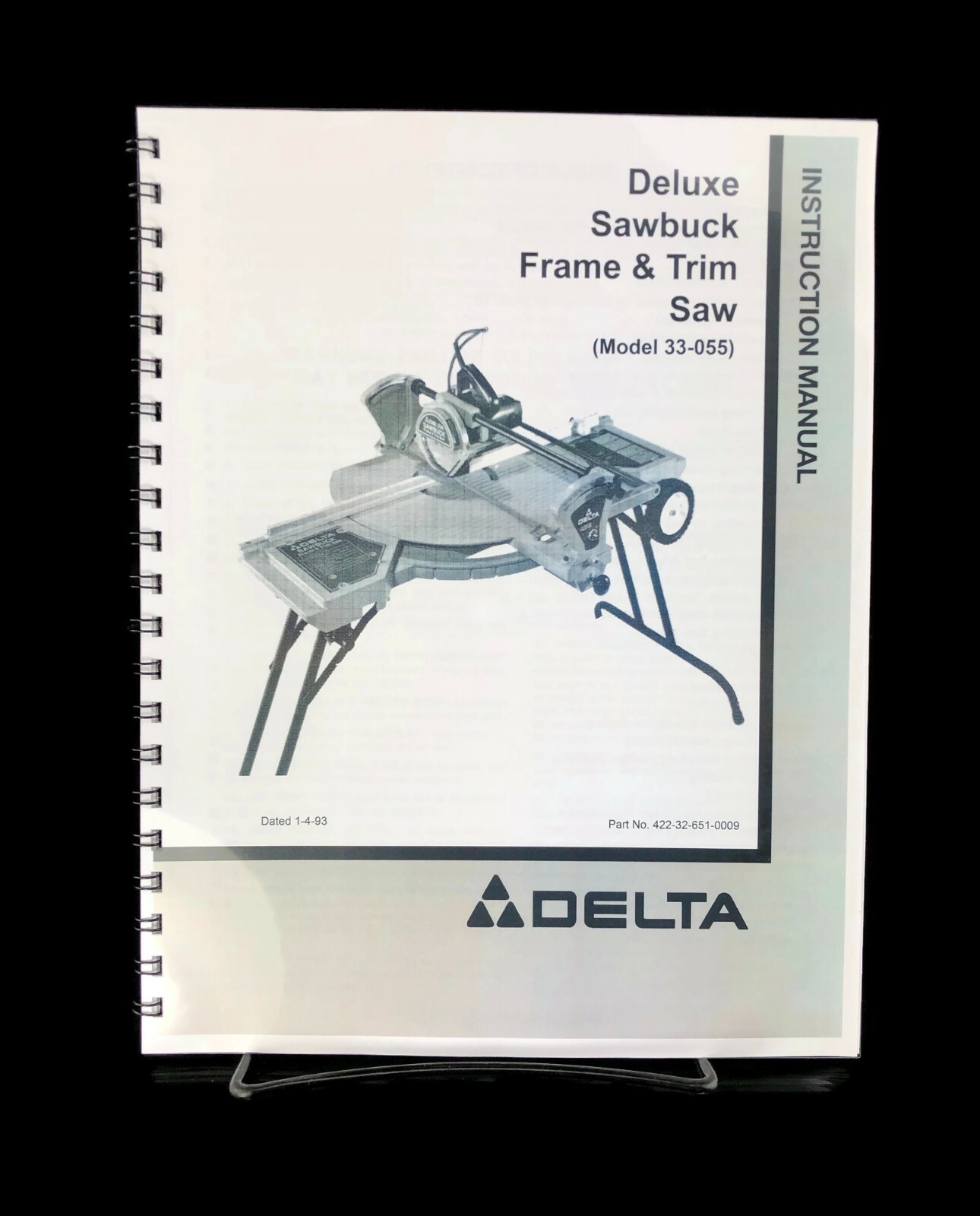 Delta Sawbuck Frame & Trim Saw 33-055 Instruction Manual User Guide SPIRAL BOUND