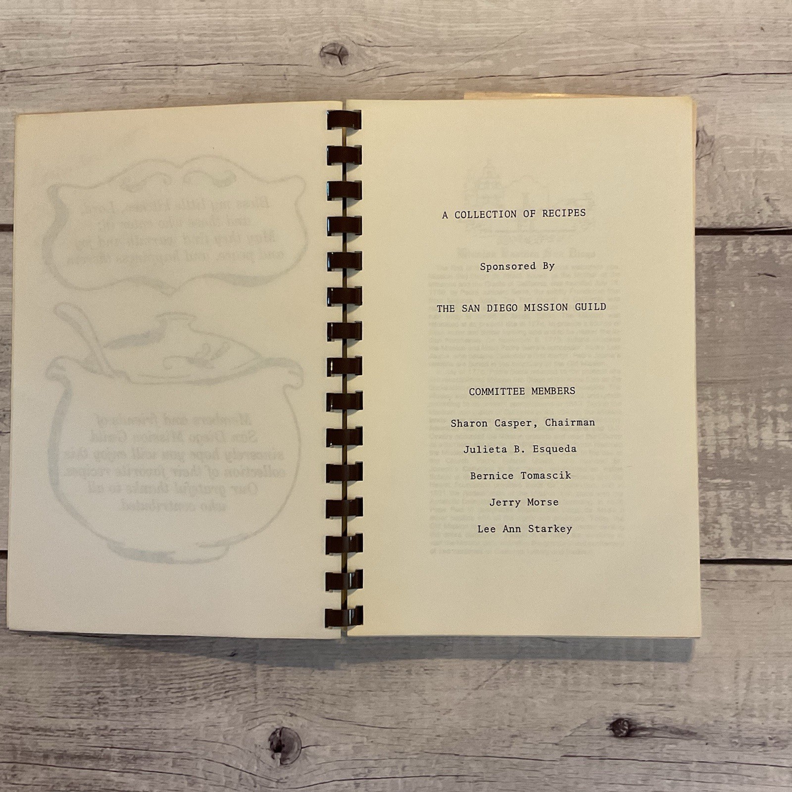 Cherished Recipes Cookbook Mission Basilica San Diego De Alcala 1985 California