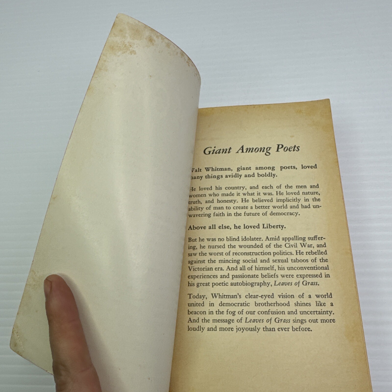 Leaves of Grass Walt Whitman Mentor Book 1958 Paperback Poems American Poetry