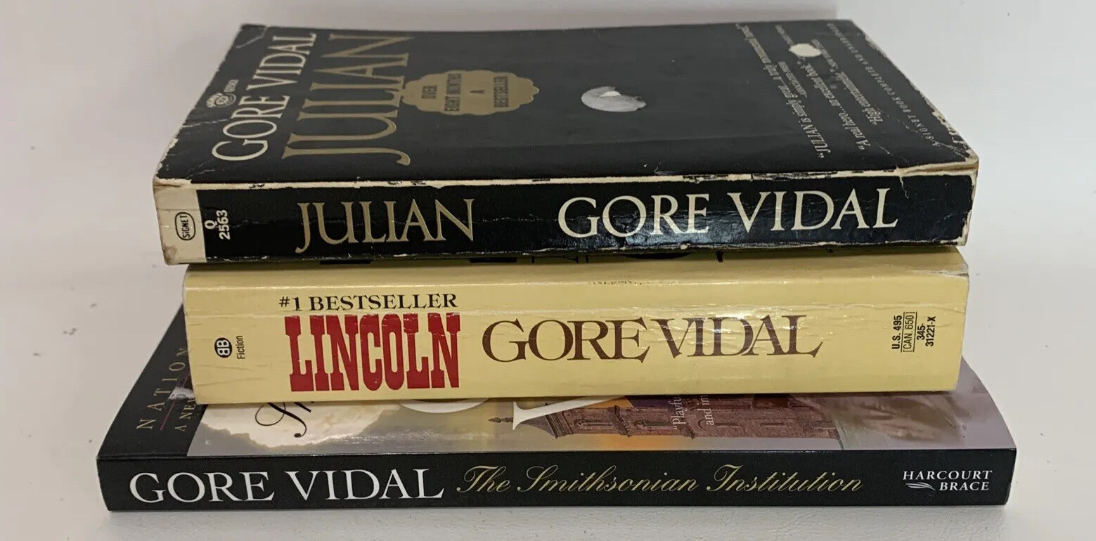 Lot of 3 Gore Vidal Books: Julian, Lincoln, The Smithsonian Institution