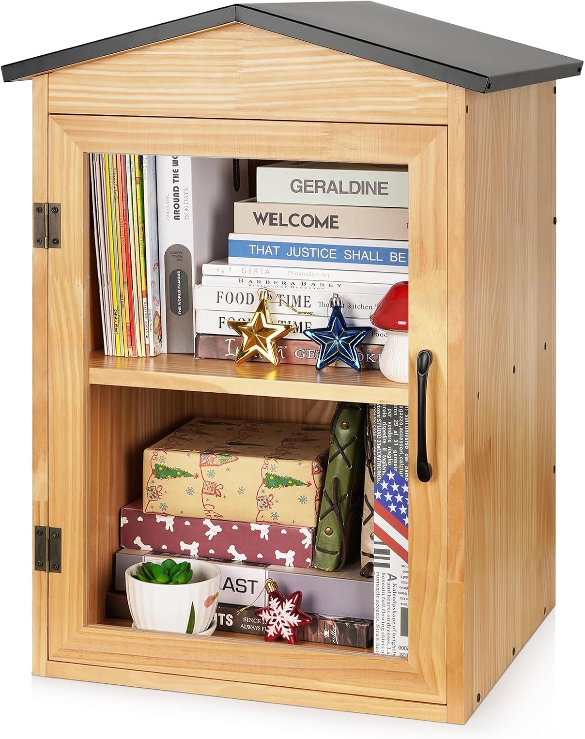 Little Library Box Outdoor Free Library, Double Outdoor Library Book Box Storage