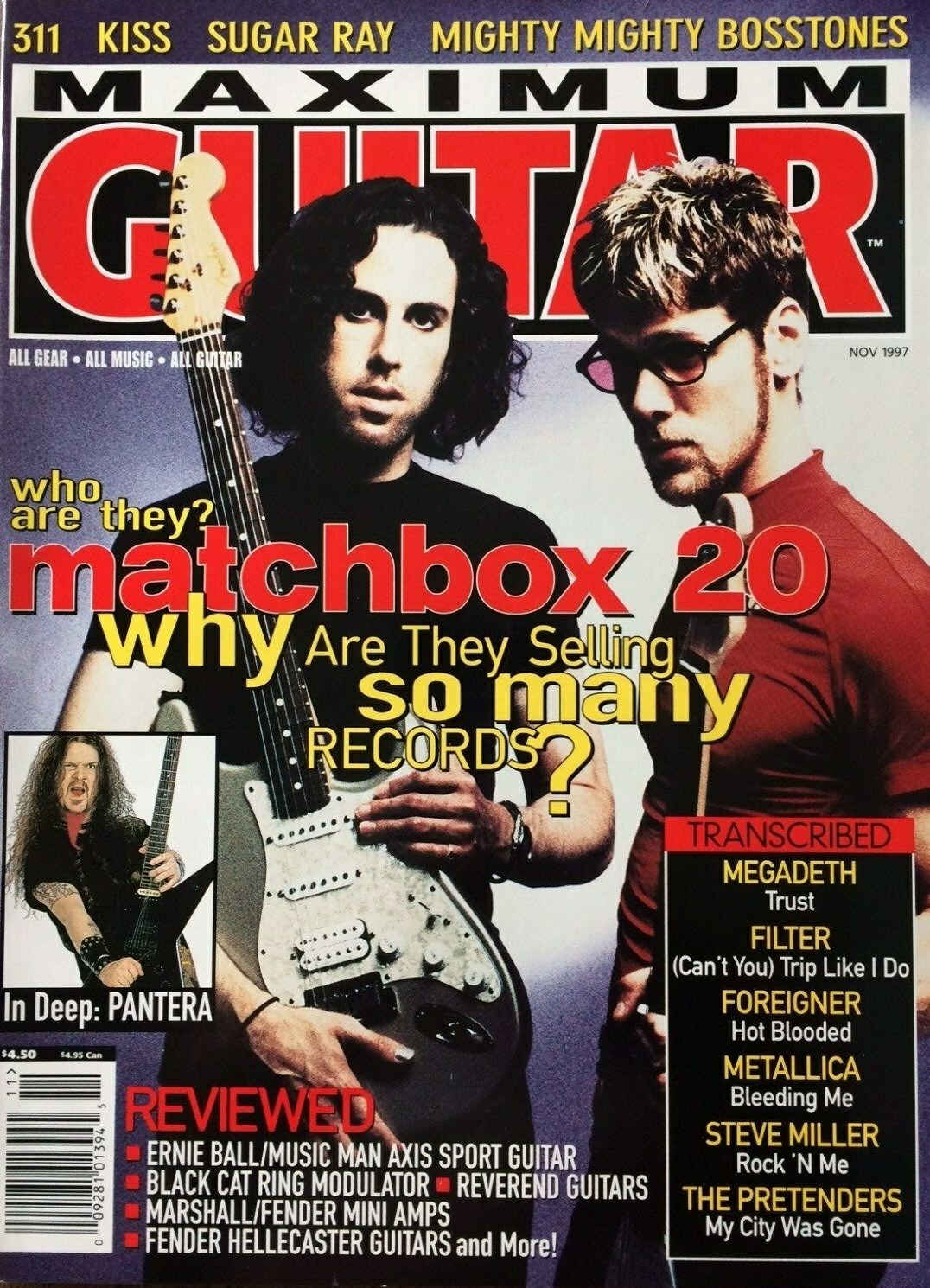 Maximum Guitar School Magazine November 1997 Matchbox 20 Dimebag Darrell NEW!