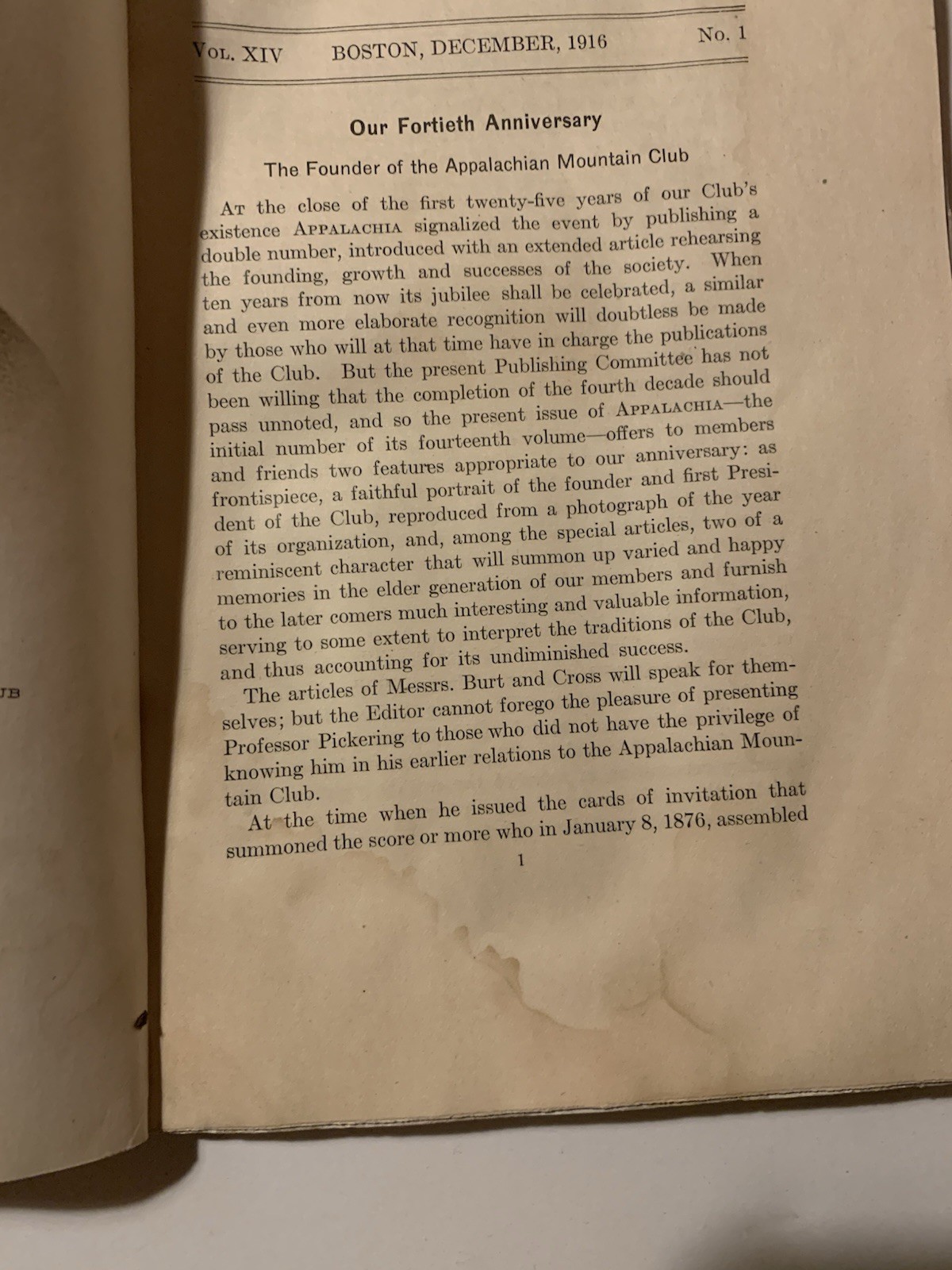 Dec 1916 Appalachian Mountain Club Journal 40th anniv White Mts Purcell range