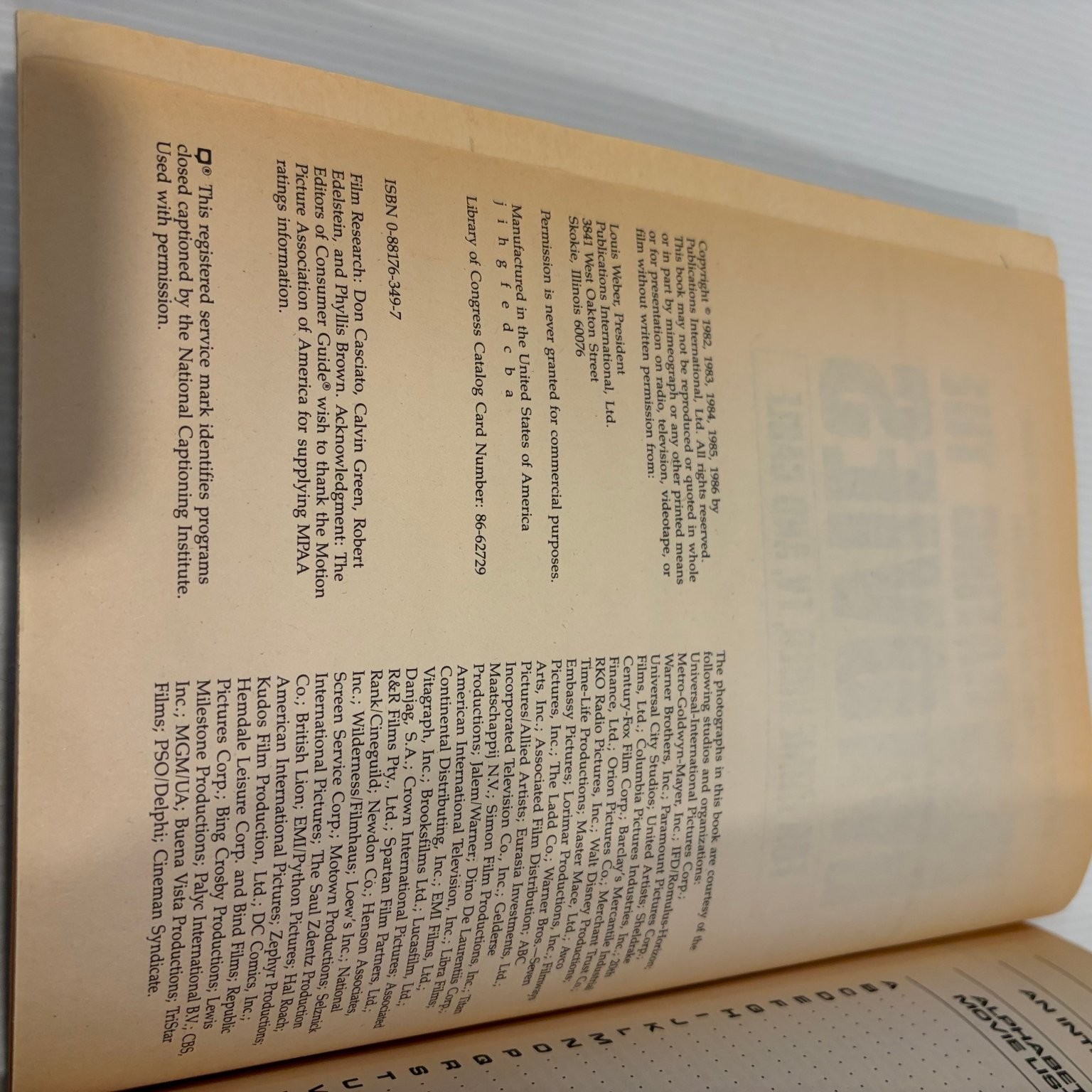 Rating The Movies Jay A. Brown 1986 New & Revised Film Guide Publications Int’l
