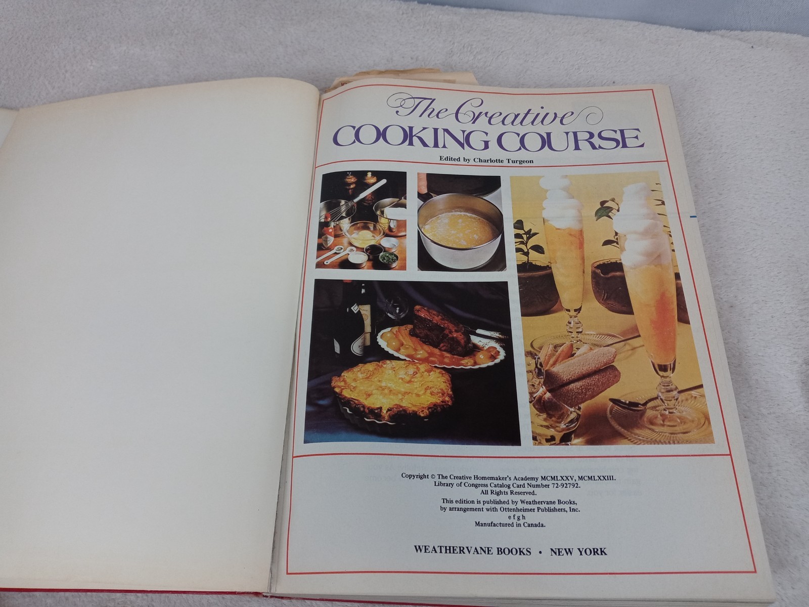 Vintage Creative Cooking Course Charlotte Turgeon Larousse Gastronomique HC DJ