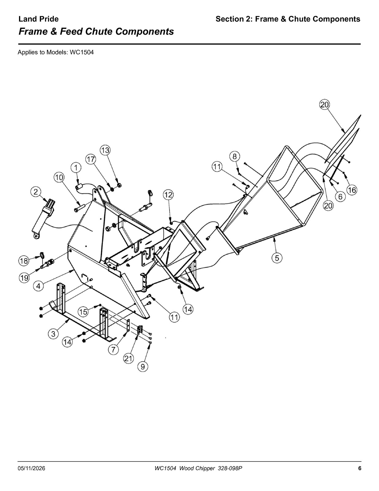LAND PRIDE WC1504 Wood Chippers Parts Manual 2026 – WIRE BOUND – TOUGH COVERS