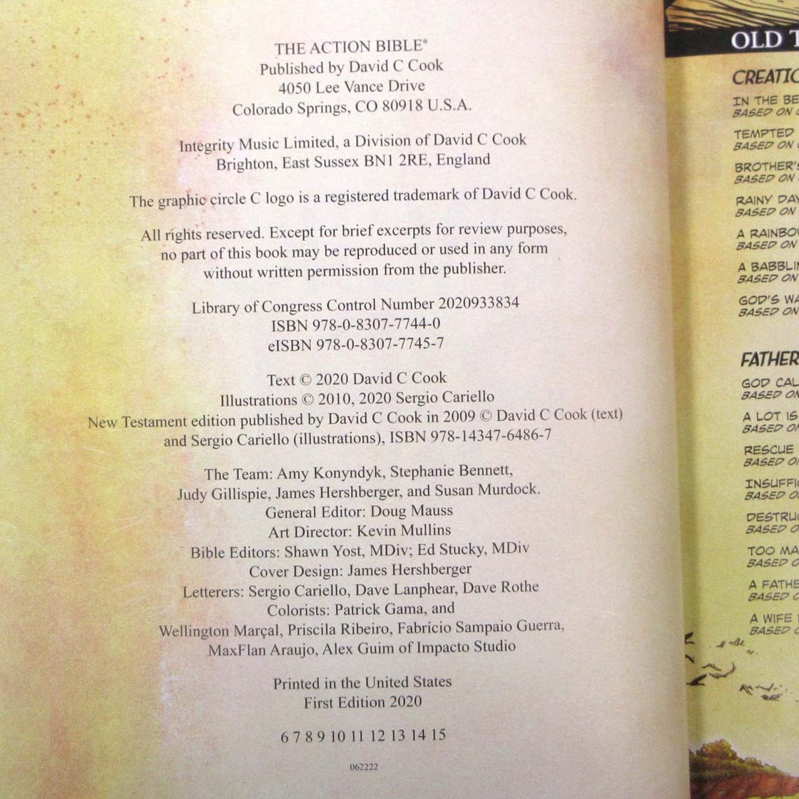 The Action Bible: God’s Redemptive Story Graphic Novel Hardcover David Cook