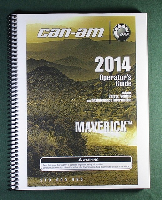 2014 Can-Am Maverick 1000 Owner’s Manual: 163 Pages & Protective Covers