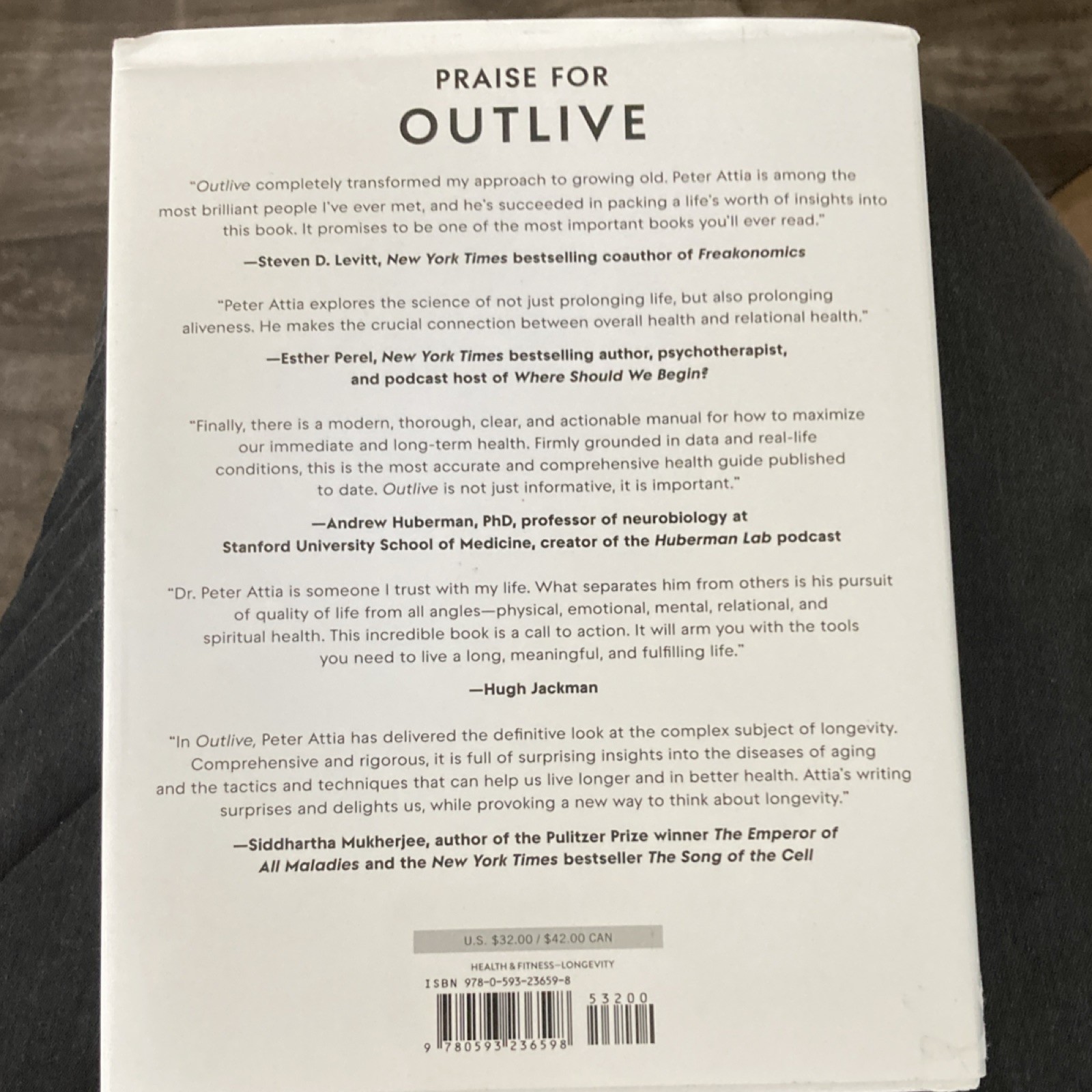 Outlive: The Science and Art of Longevity by Peter Attia, Hardcover, Potter 2023
