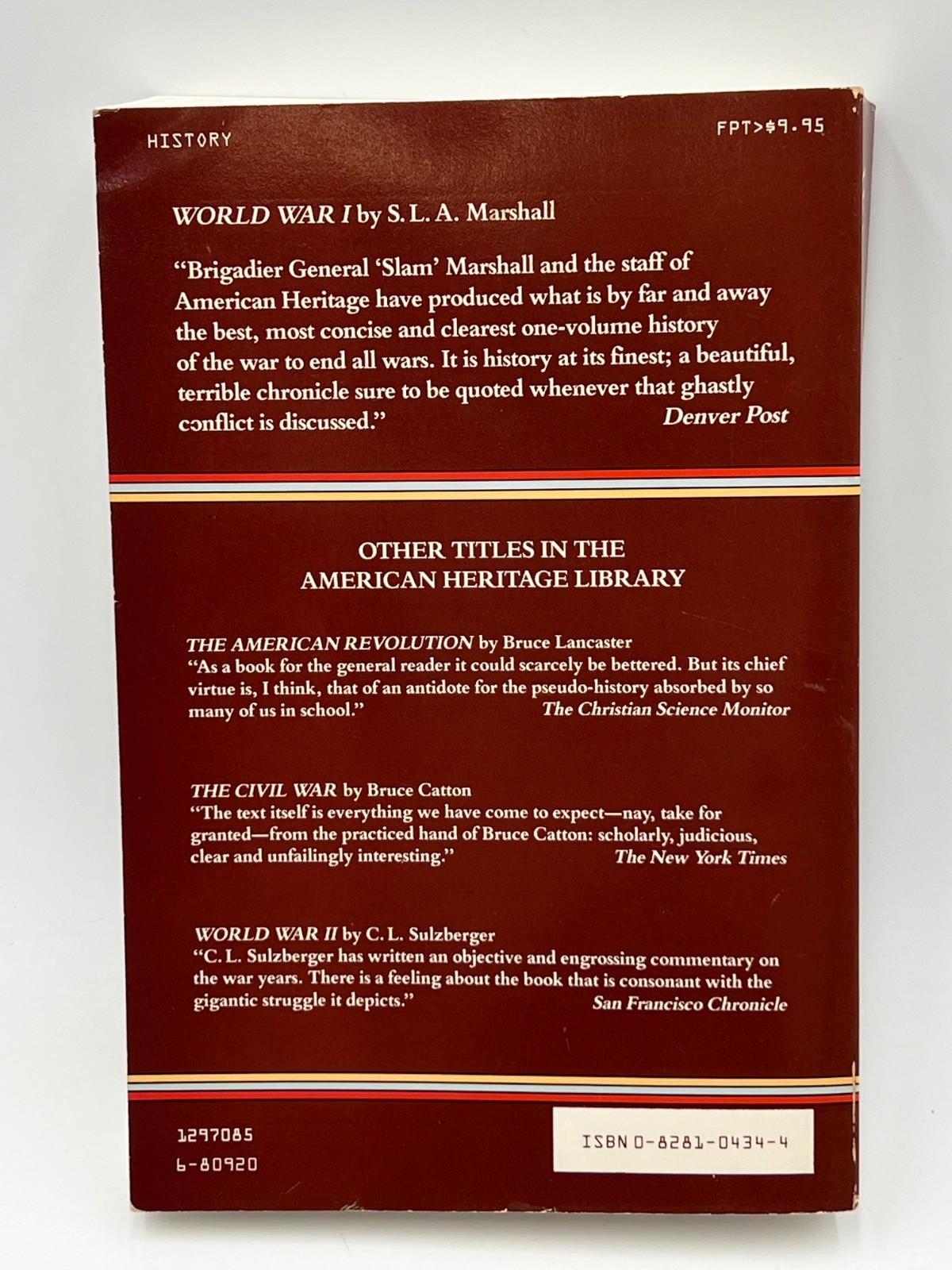World War I by S.L.A. Marshall (1987) American Heritage Library Paperback Book