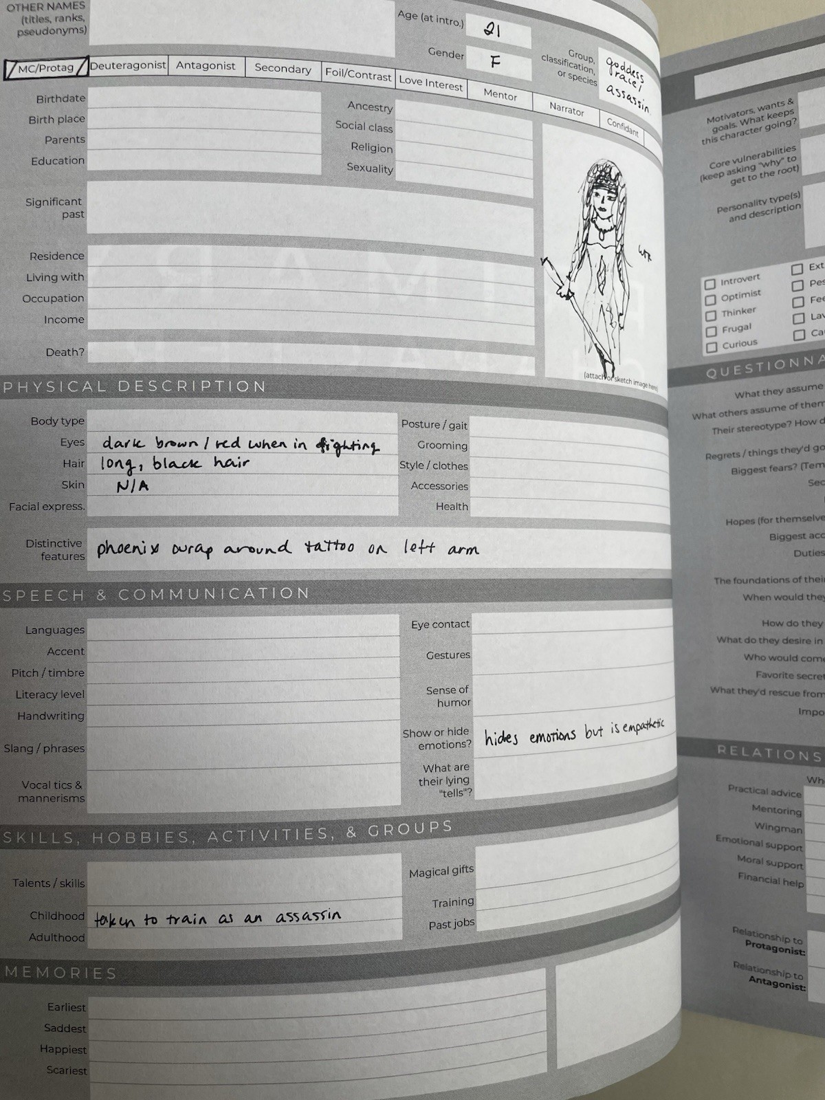The Only Character Workbook You’ll Ever N by Holladay, T.M. LC4