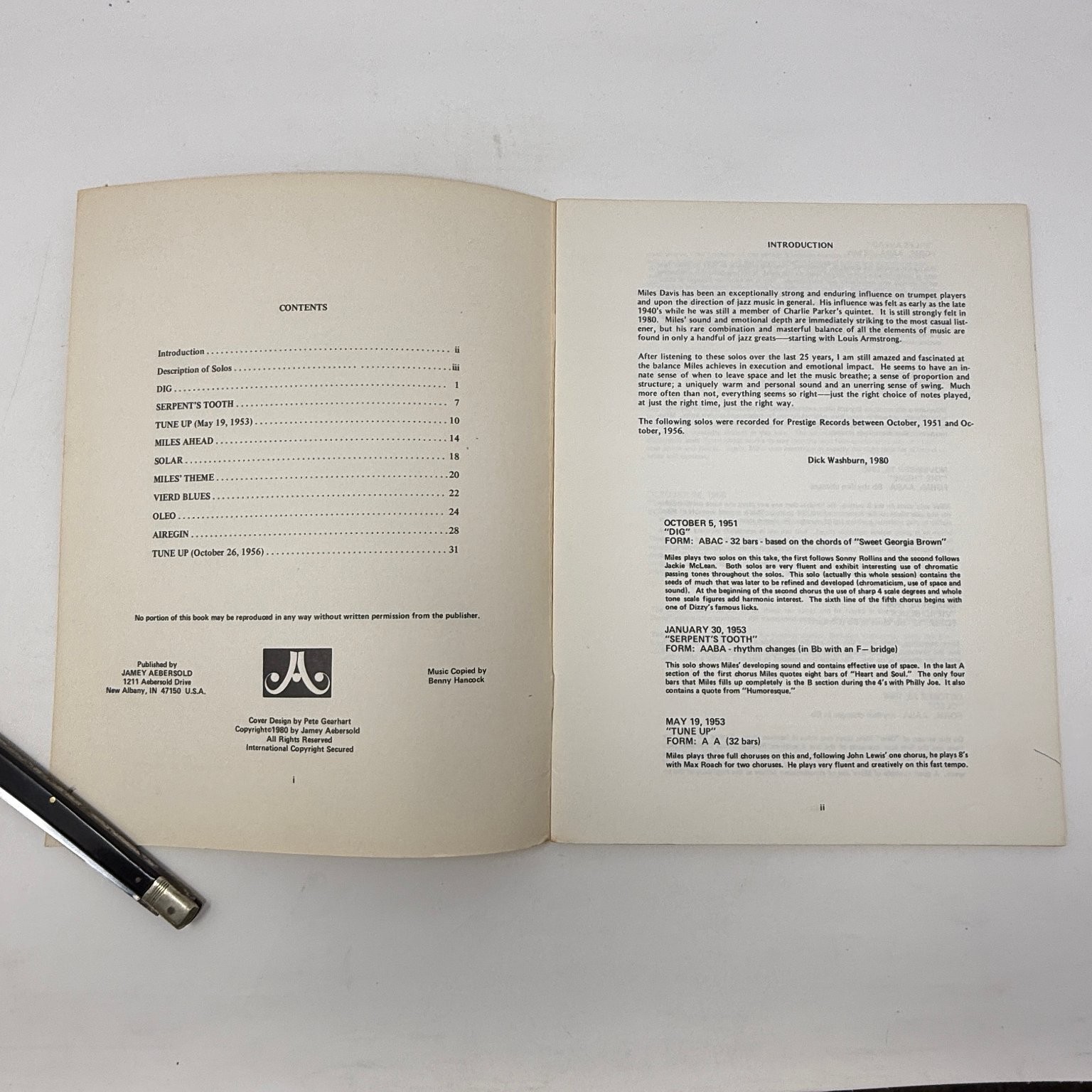 Miles Davis Transcribed Solos Jamey Aebersold 1980 Jazz Music Book for Bb