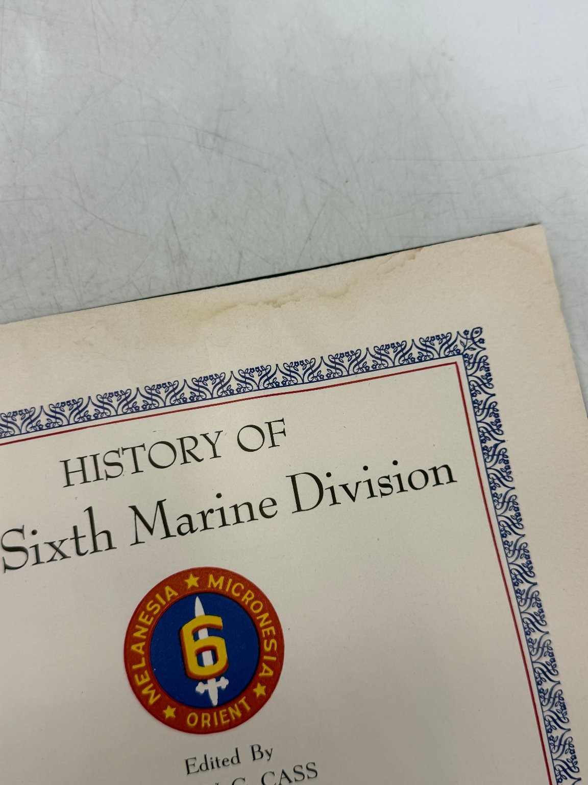 History of the Sixth Marine Division 1948 First Edition WWII Pacific Infantry