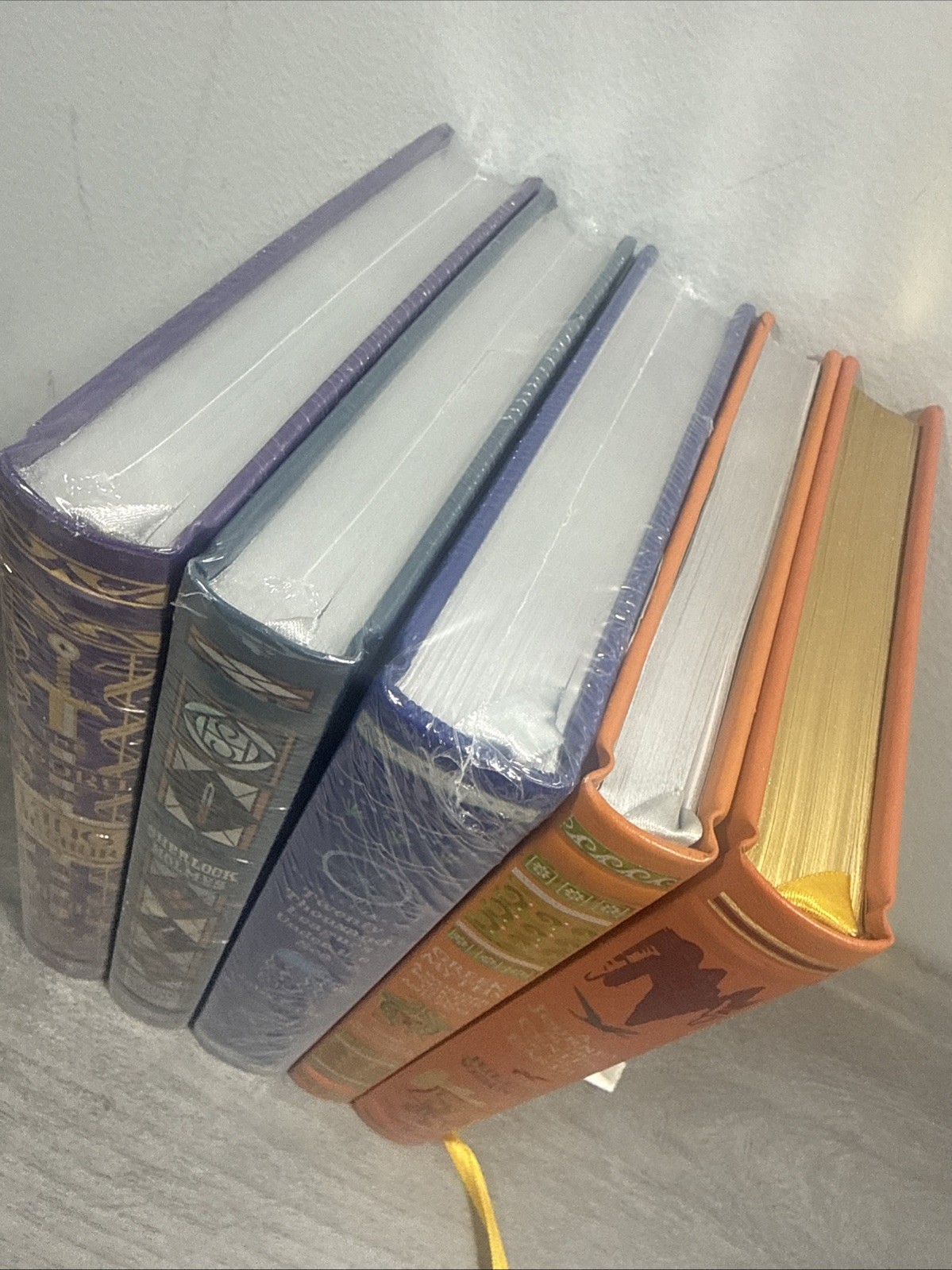 Set of 5 Bonded Leather Children Boys Hardcover Books Arthur Holmes Greek etc