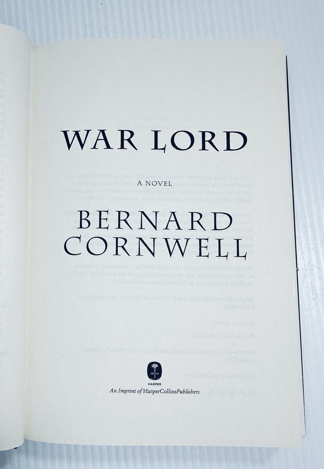 War Lord Bernard Cornwell 2020 Hardcover First Edition Historical Fiction Saxon