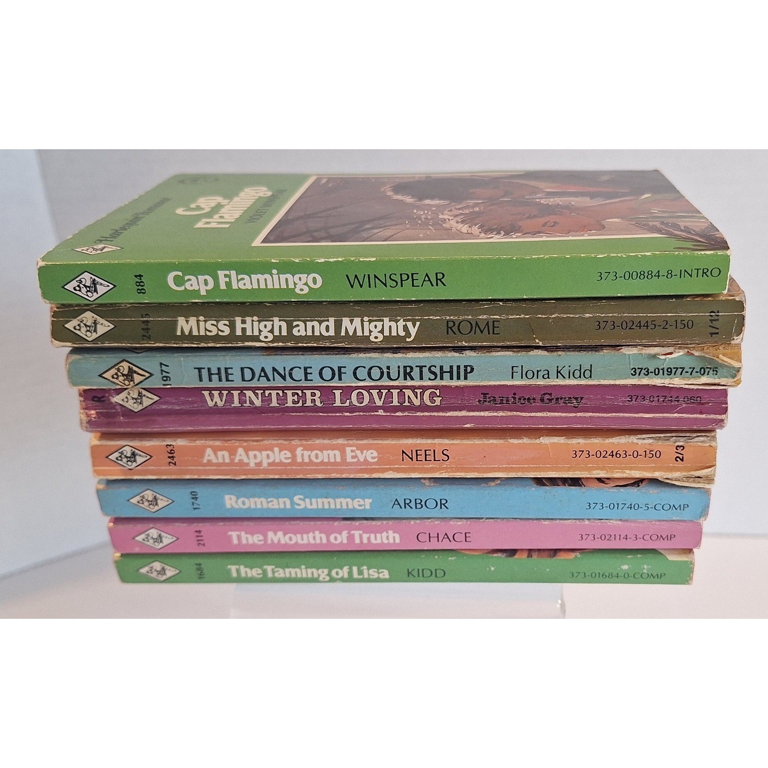 Vtg red edge Harlequin Romance Paperback Book Lot 8 1970s 1980s Flora Kidd Neels