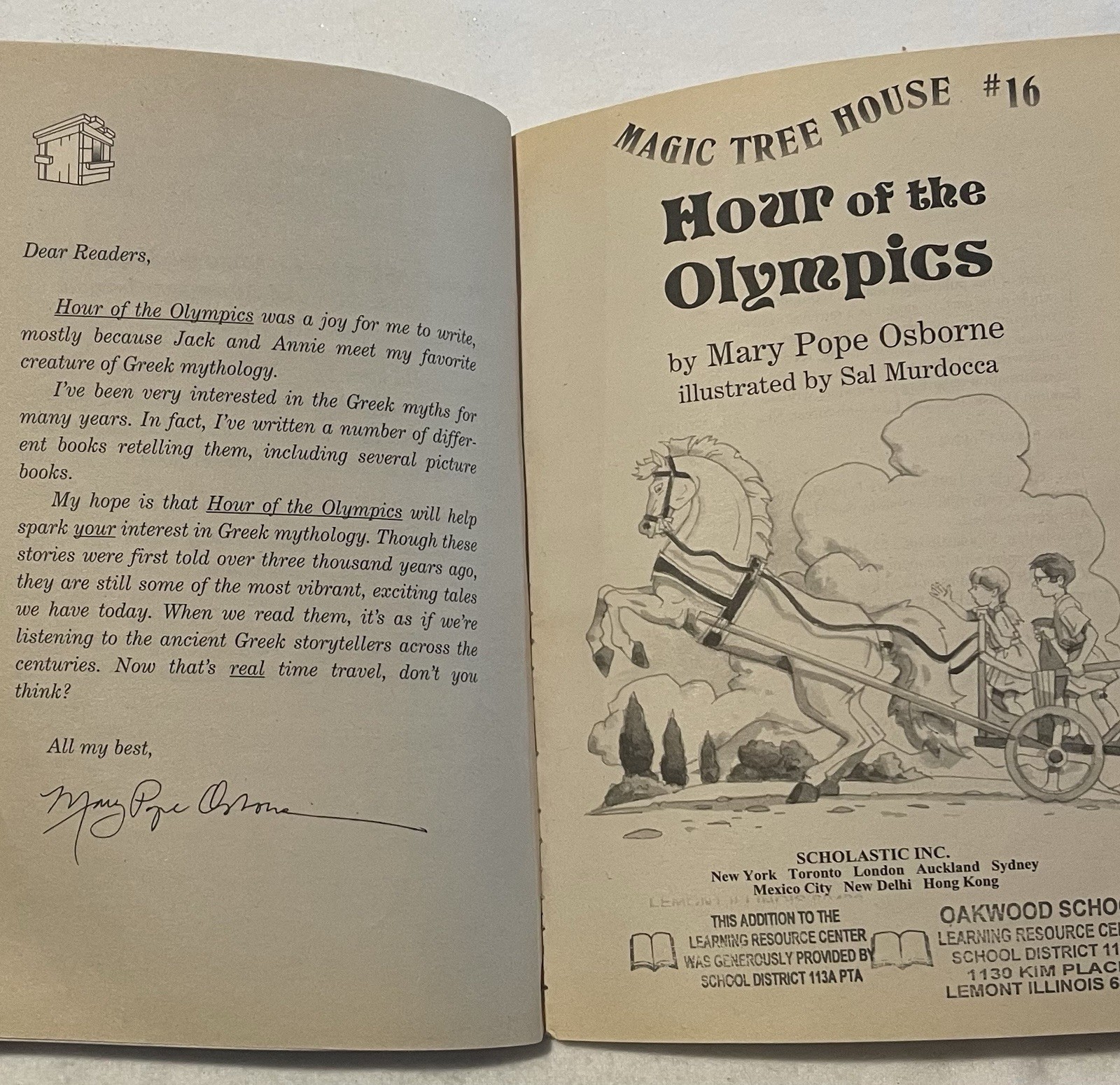 Hour of the Olympics by Mary Pope Osborne Magic Treehouse HC Book