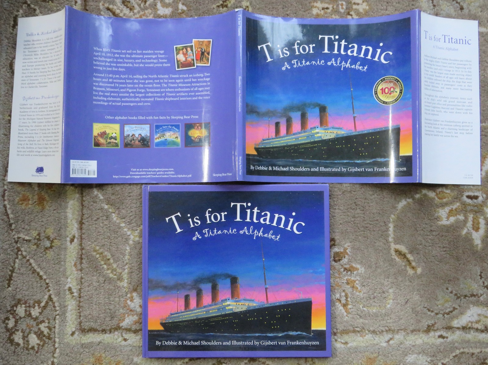 5 books Exploring the Titanic by Robert D. Ballard, T is for Titanic, Titanicat