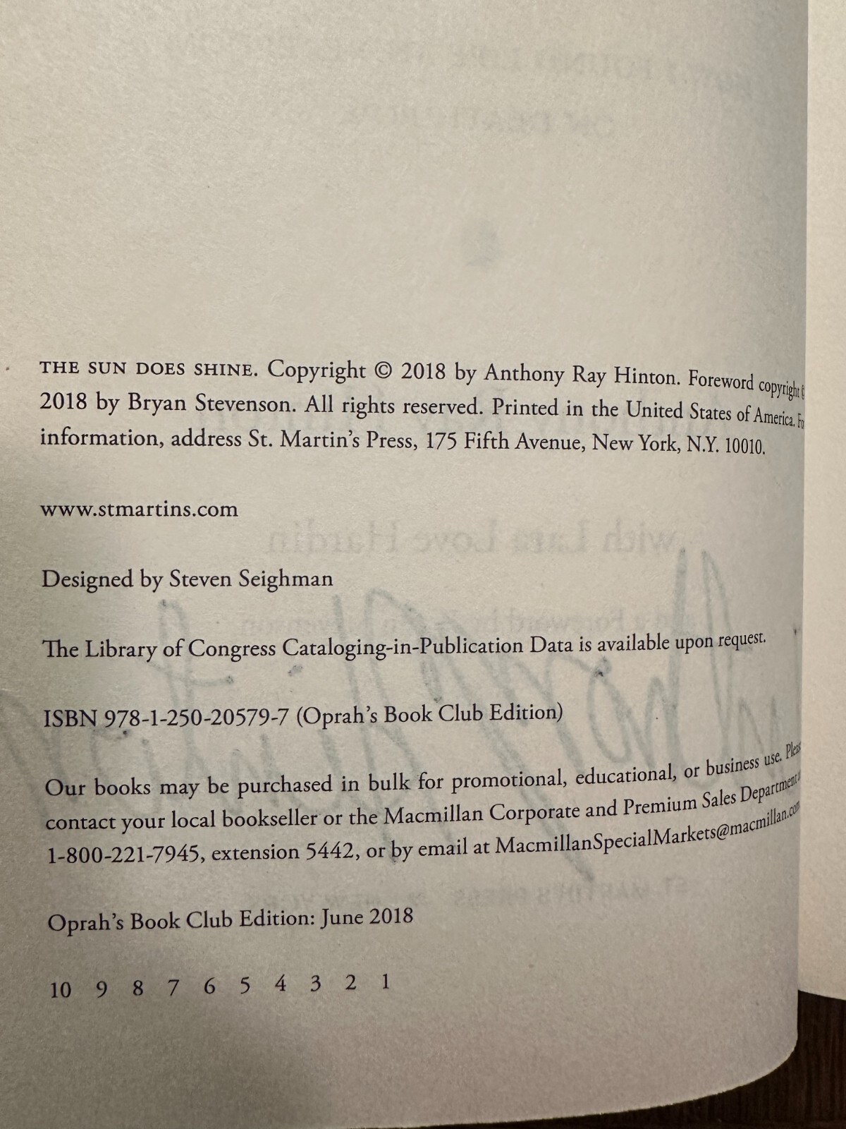 SIGNED The Sun Does Shine by Anthony Ray Hinton (2018, Hardcover) LEGAL MEMOIR
