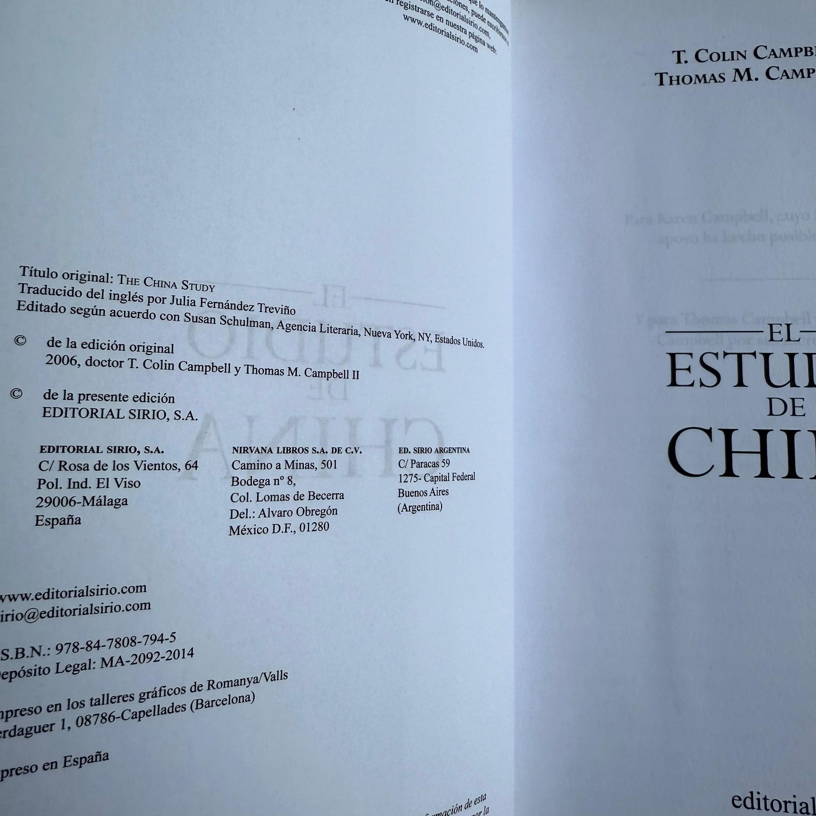 El Estudio de China T. Colin, Campbell, Thomas, Campbell, T.colin