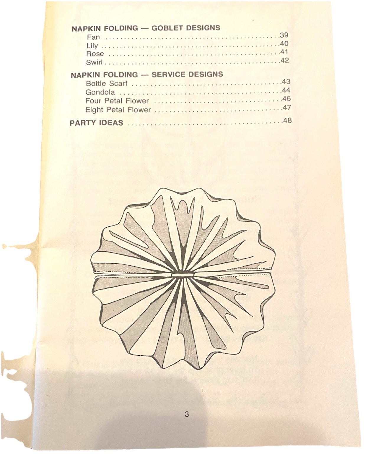 Napkin Folding Irena Chalmers Sculptured Flat Ring Designs Party Ideas Book
