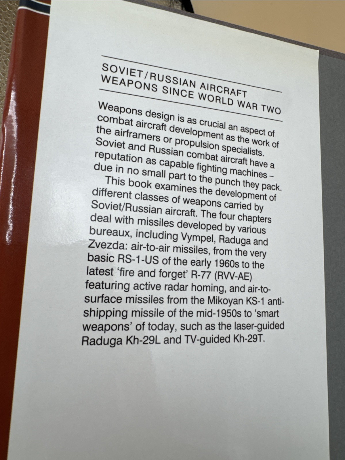 Soviet/Russian Aircraft Weapons Since World War Two by Gordon, Yefim Midland Pu
