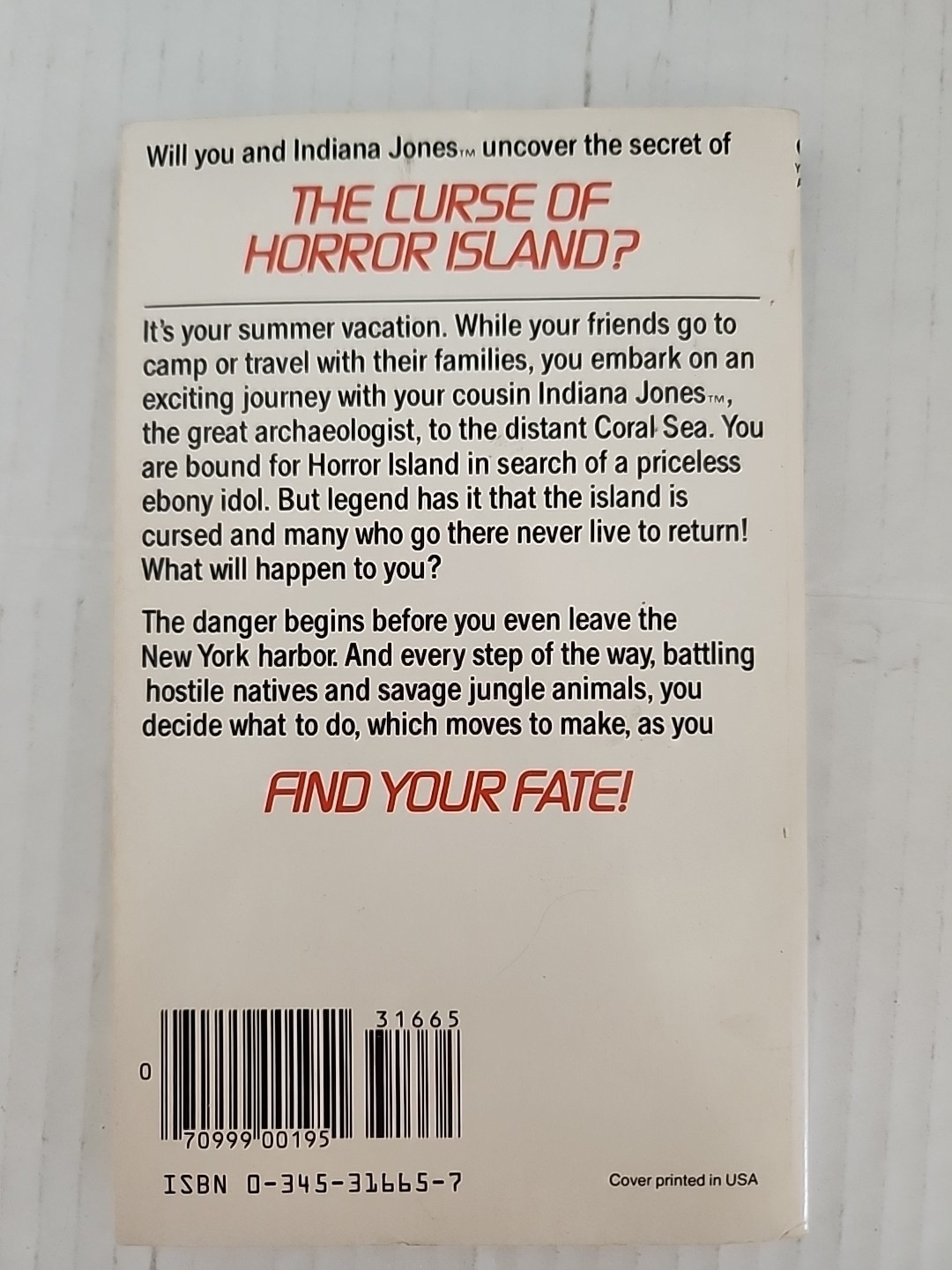 1-7 and 9 Indiana Jones Find Your Fate Adventure books