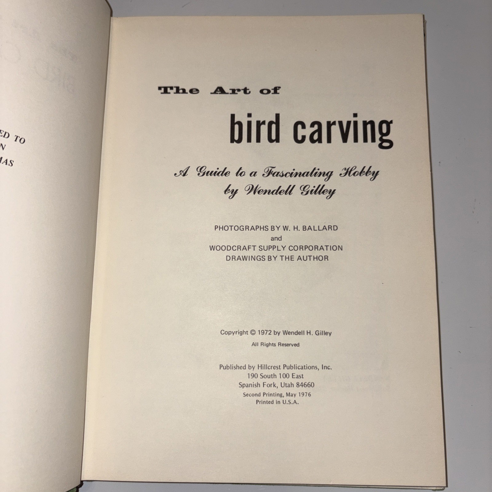 The Art of Bird Carving by Wendell Gilley – Hillcrest 1972 – HC/DJ