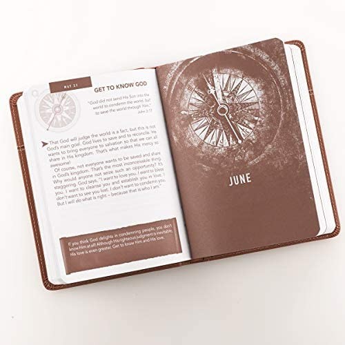 Words of Jesus for Men Daily Devotional Brown Vegan Leather