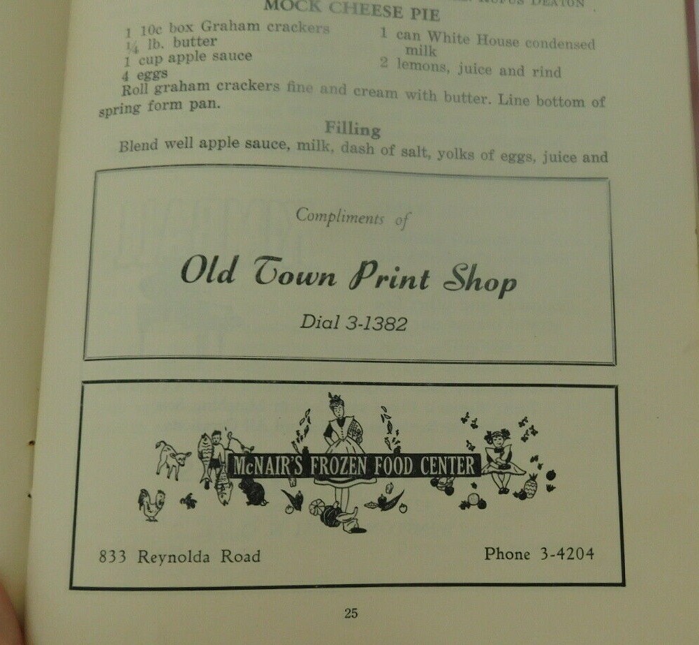 What’s Cookin’? 1948 1st ED. Winston-Salem Woman’s Club Cookbook