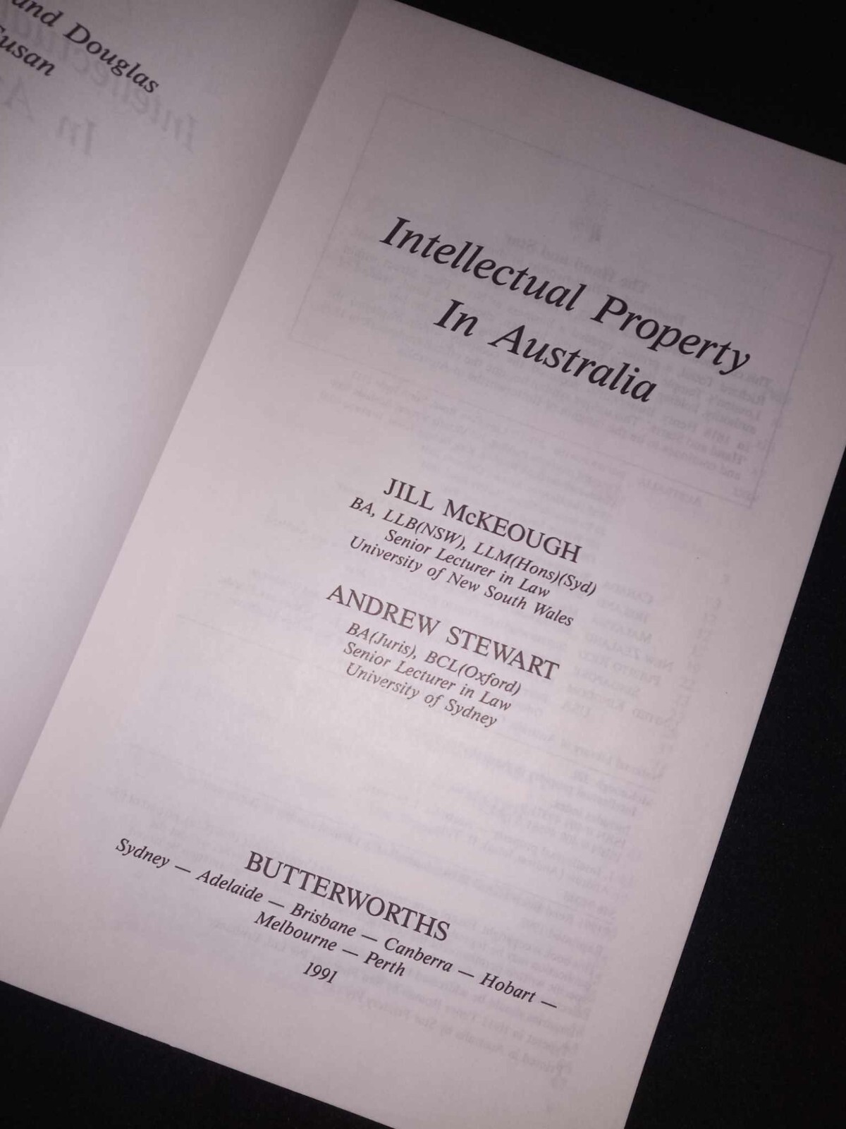 INTELLECTUAL PROPERTY IN AUSTRALIA BY MCKEOUGH VINTAGE RARE BUSINESS LAW PB BOOK