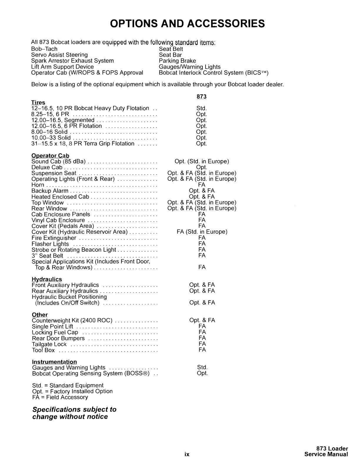 BOBCAT 873 Service Repair Manual – FIXED – COVERED – XL FOLDOUT PAGES