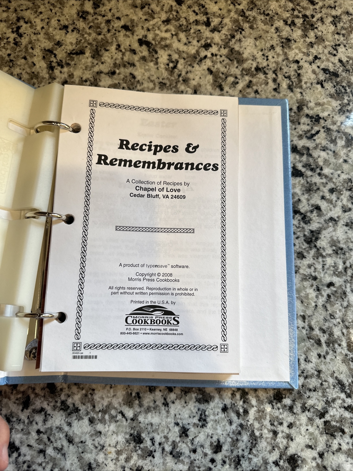 Recipes & Remembrances “chapel Of Love” Morris Press Cookbooks. Cedar Bluff, VA