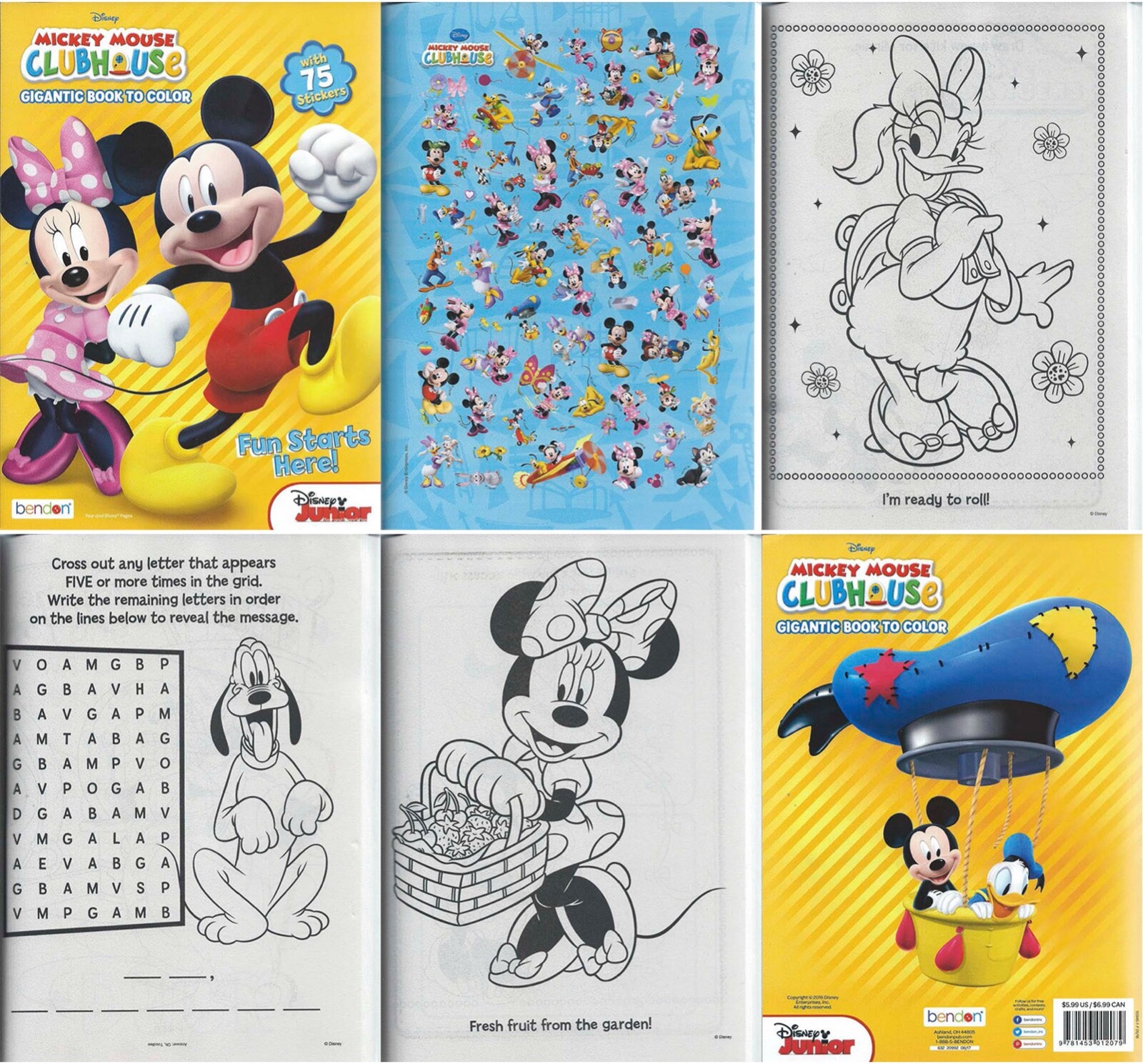 Lot of 3 Disney Mickey Mouse Coloring Books Activity – Children Kids Boys Girls