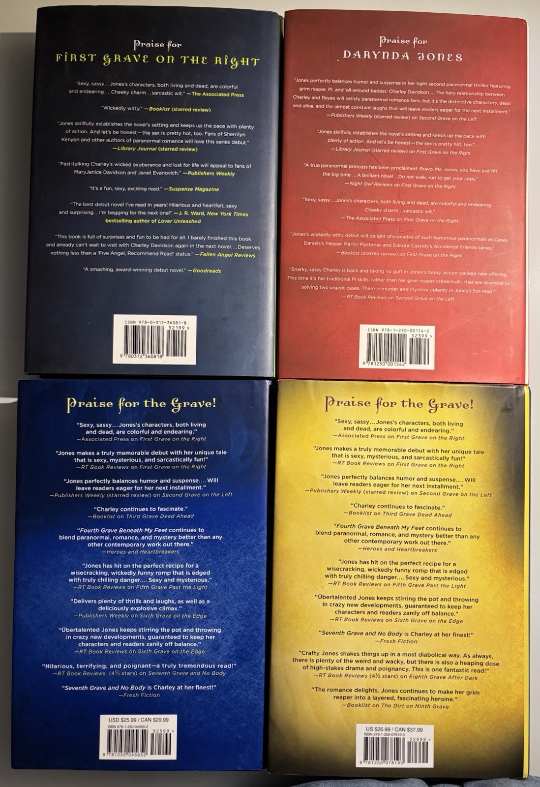 Darynda Jones “Grave” Paranormal Mysteries Lot of 4, (2,3,8,10) SIGNED, HC DJ.
