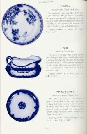 Flow Blue China ID Book 1 Adams Brownfields +