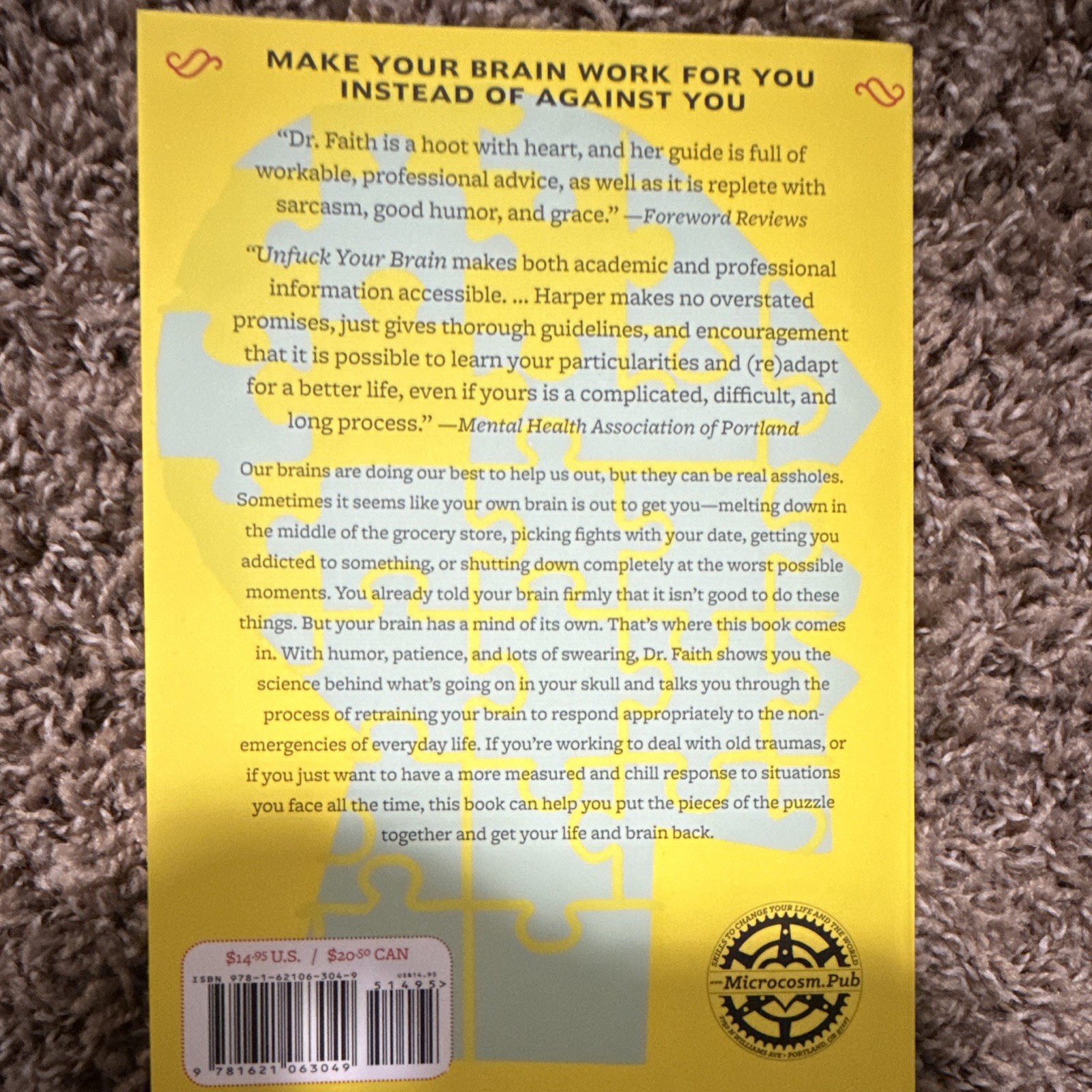 Faith G. Harper Unfuck Your Brain Workbook PB 2017 Mental Health Personal Growth