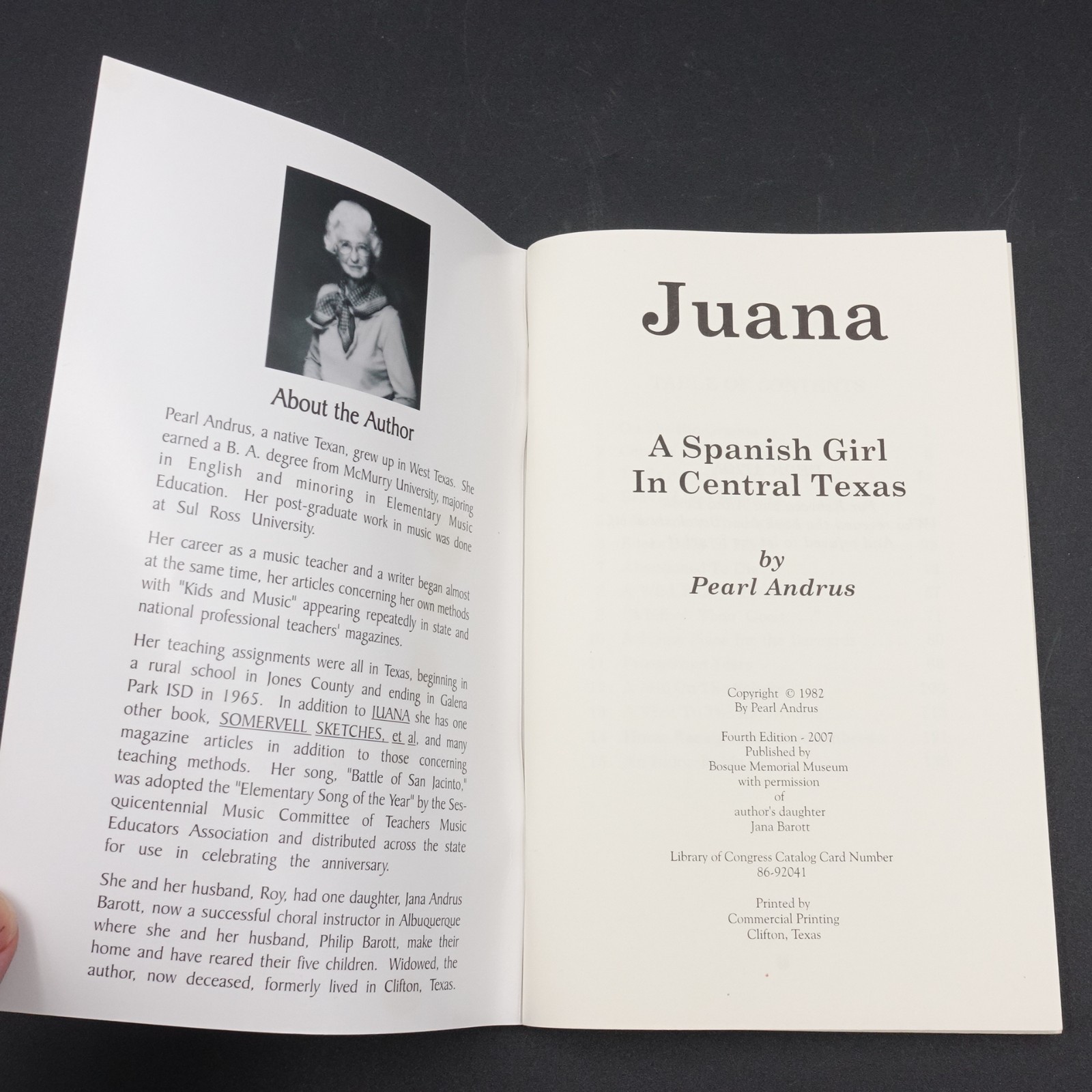 Juana Pearl by Andrus 1982 PB 2007 4th Ed Bosque Memorial Museum 135 pages VGUC