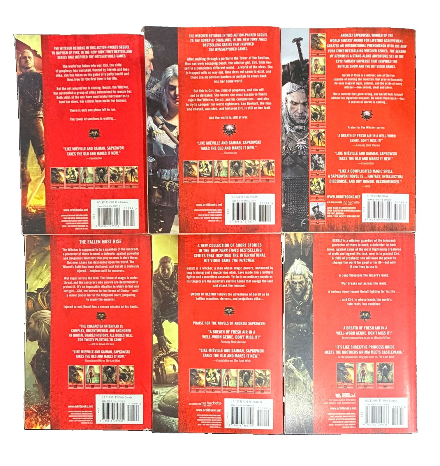 The Witcher 6‑Book Lot by Andrzej Sapkowski Trade Paperback Fantasy Set