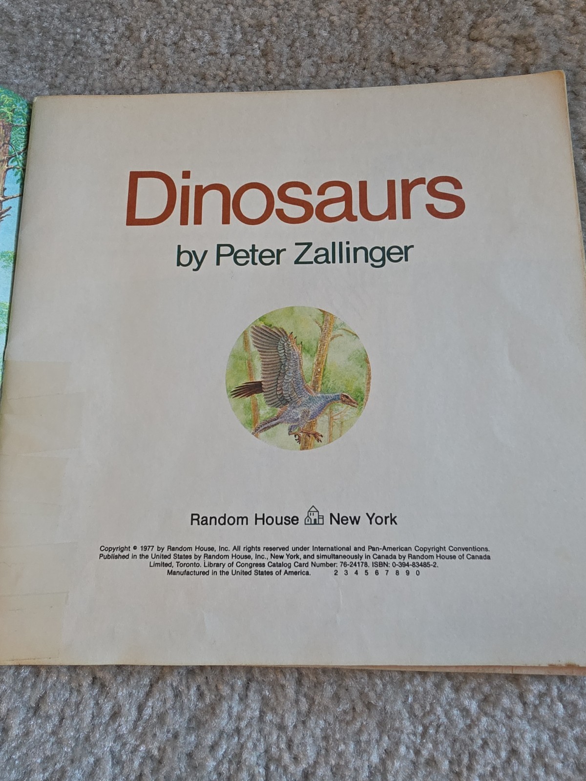 Random House Dinosaurs Book Kids Multi Vintage 1977 Peter Zallinger