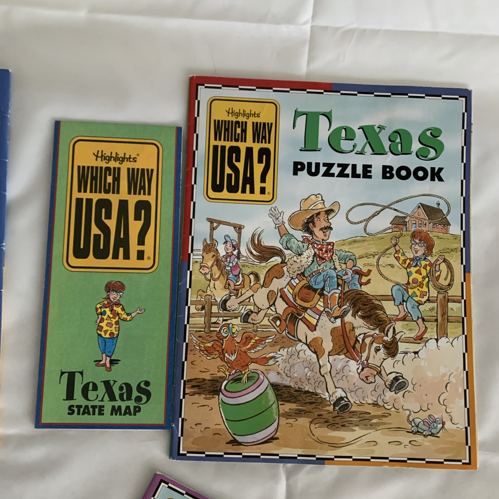 Highlights Which Way USA? State Puzzle Activity Book & Map Lot of 8 Home School