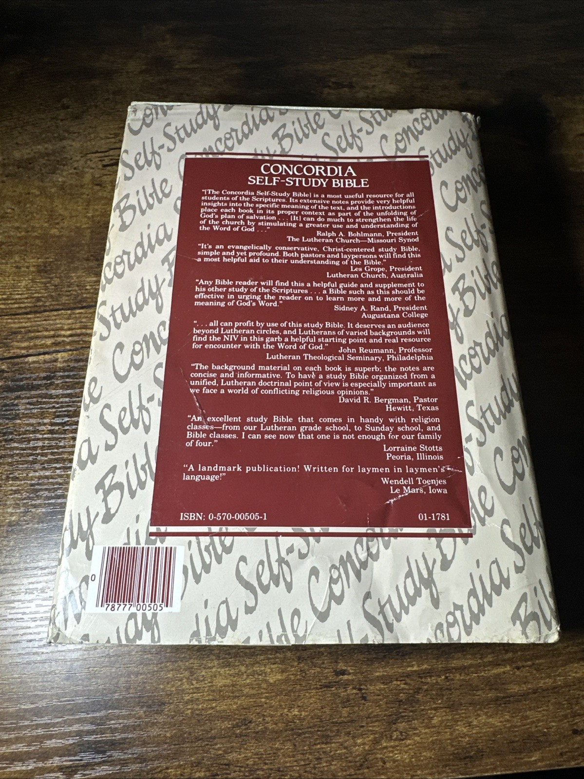Concordia Self-Study Bible NIV HC / DJ Red Letter 1986 New International Version