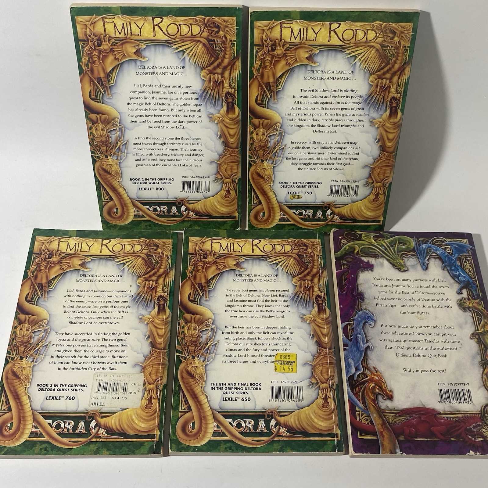 Deltora Quest 3 Books 1 2 3 8 + Quiz Book Holographic Cover Art Emily Rodda PB