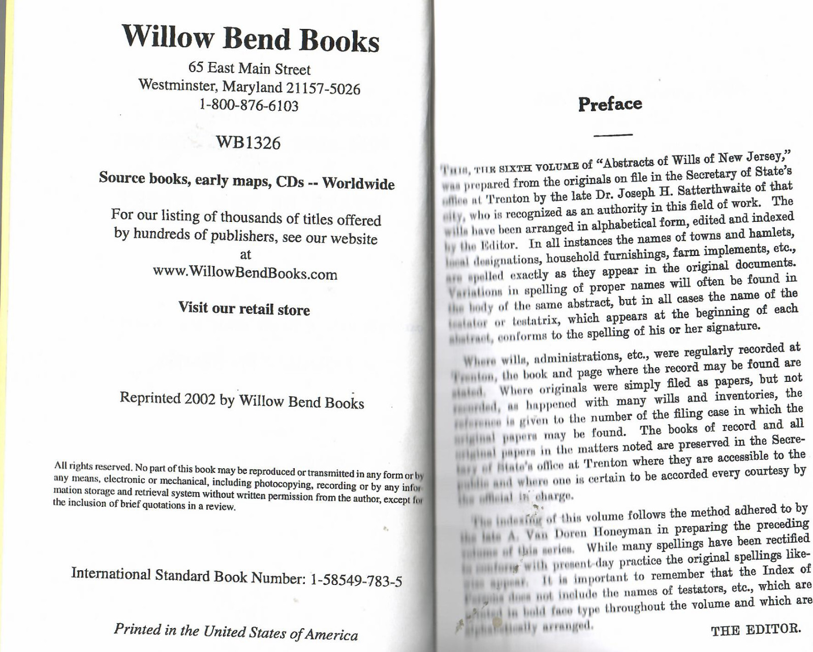 CALENDAR OF NEW JERSEY WILLS 1781-1785 (VOL. VI)