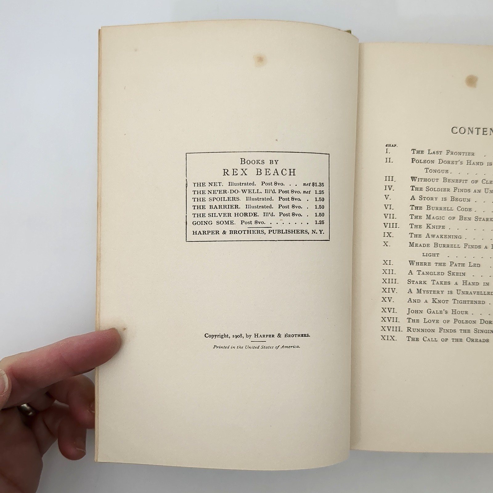 The Barrier Adventure Novel Illustrated Hardcover Book Rex Beach 1908